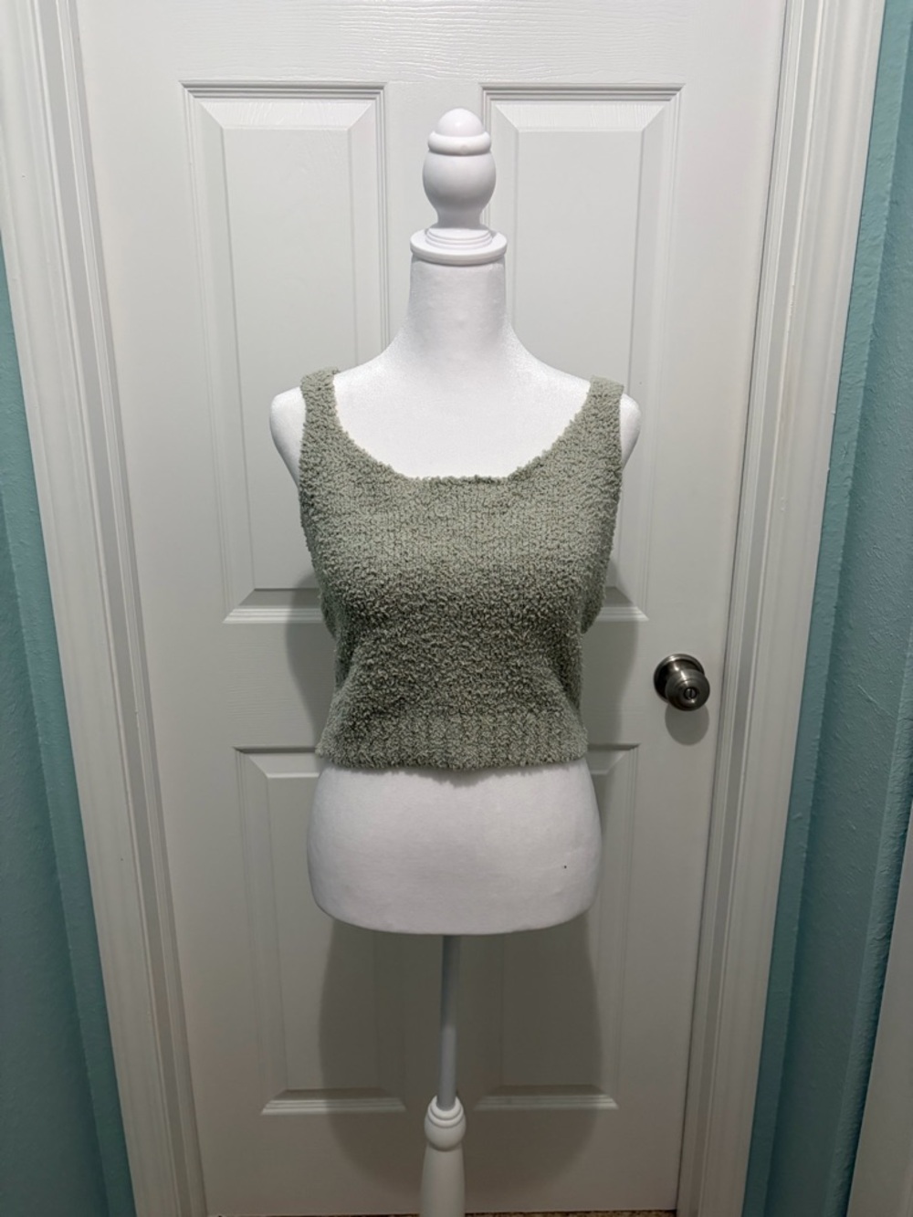 Skims Cozy Knit Tank S/M Slate Green